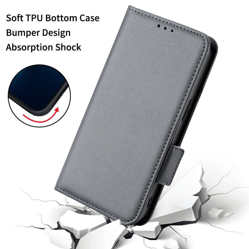 Flip Cover Motorola Edge 50 Fusion Litchi-tekstur Med Rem