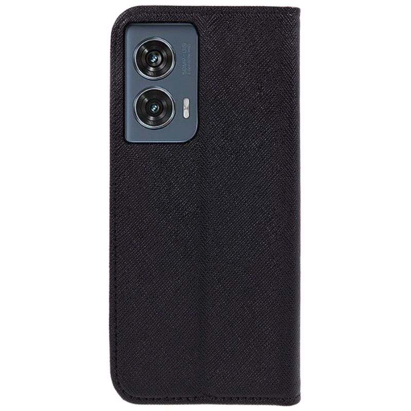 Læder Cover Motorola Edge 50 Fusion Telefon Etui Krydstekstur