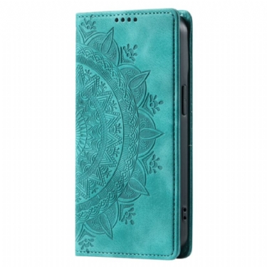 Læder Cover Motorola Edge 50 Fusion Telefon Etui Mandala Ruskindseffekt