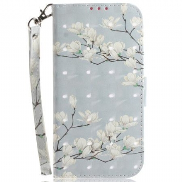 Flip Cover Honor 200 Magnoliamønster Med Rem