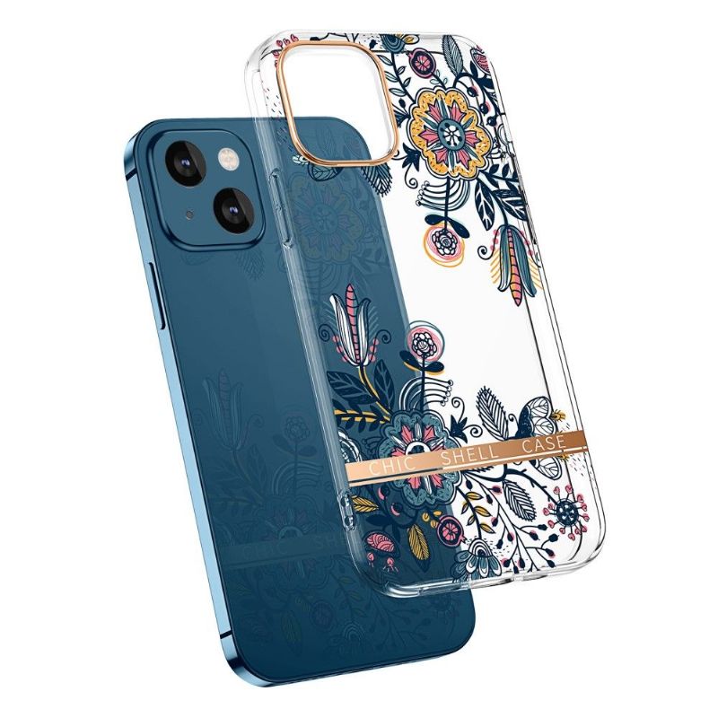 Cover iPhone 13 Hemming Gennemsigtige Graffiti Blomster