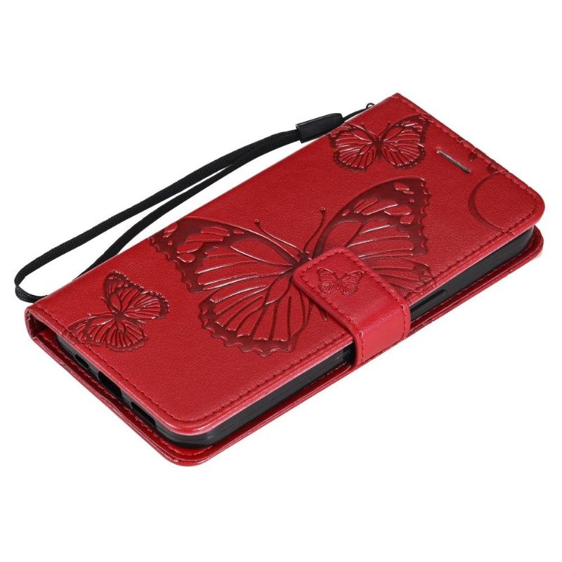 Flip Cover iPhone 13 Anti-fald Support Funktion Sommerfugle