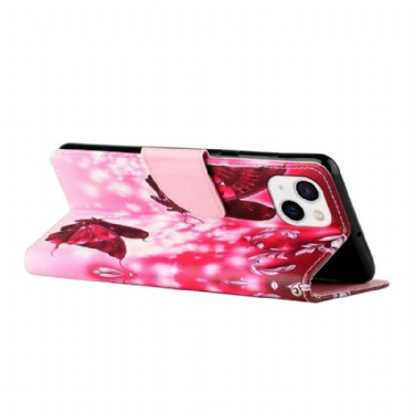 Flip Cover iPhone 13 Hemming Flyvende Sommerfugle