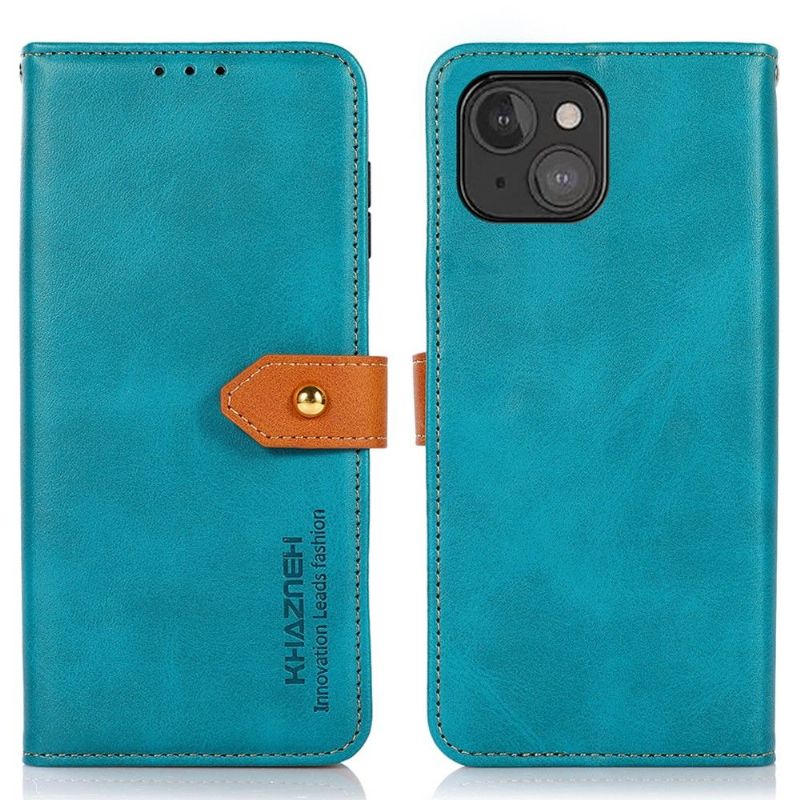 Flip Cover iPhone 13 Khazneh Bicolor Imiteret Læder