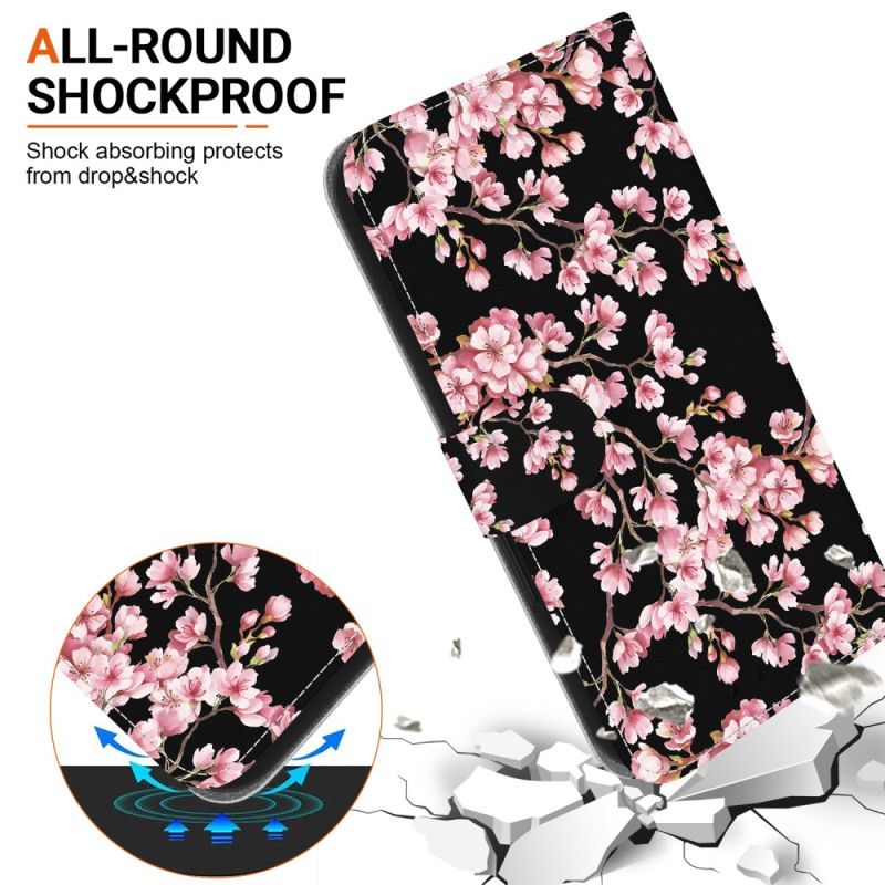 Læder Cover Oppo Reno 12f 5g Blommeblomster Med Rem