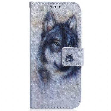 Læder Cover Oppo Reno 12f 5g Telefon Etui Akvarelhund