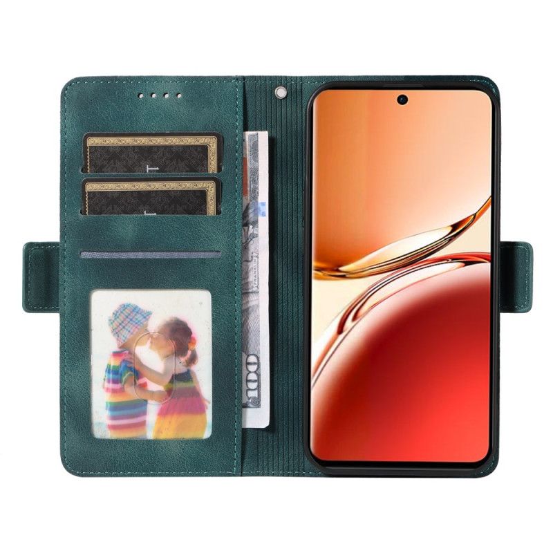 Læder Cover Oppo Reno 12f 5g Telefon Etui Strappy Cubes Mønster