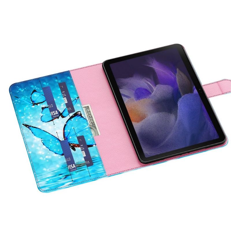 Samsung Galaxy Tab A8 (2021) Cover Glitrende Blå Sommerfugle