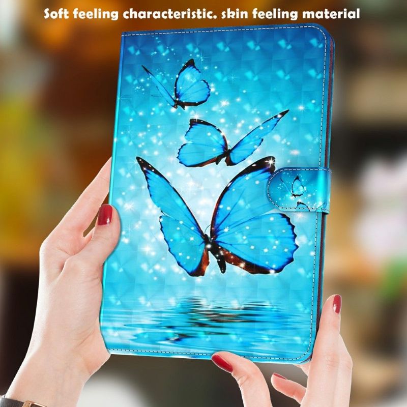 Samsung Galaxy Tab A8 (2021) Cover Glitrende Blå Sommerfugle