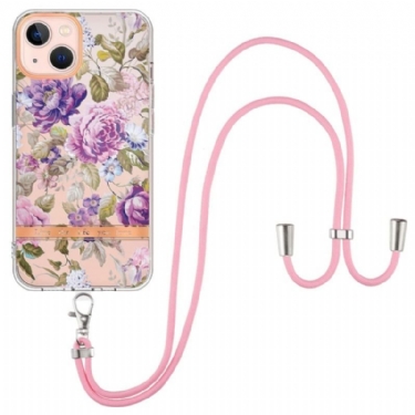 Cover iPhone 15 Plus Med Snor Cordon Blomster