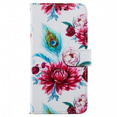 Flip Cover iPhone 15 Plus Med Snor Blomster Med Rem