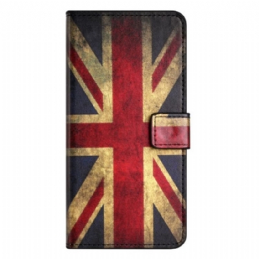 Flip Cover iPhone 15 Plus Vintage Engelsk Flag