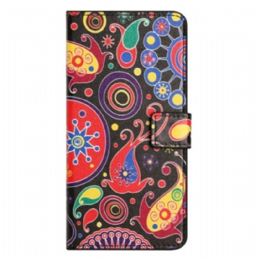 Læder Cover iPhone 15 Plus Galaxy Mønster