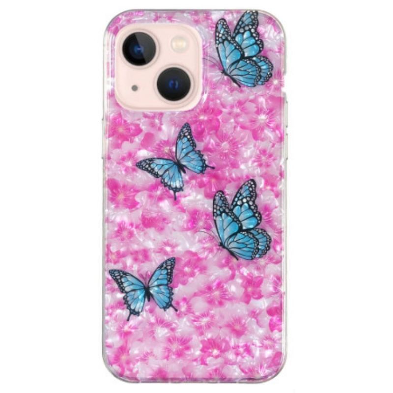 Mobilcover iPhone 15 Plus Blomster Og Sommerfugle