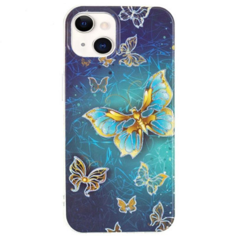 Mobilcover iPhone 15 Plus Gyldne Sommerfugle
