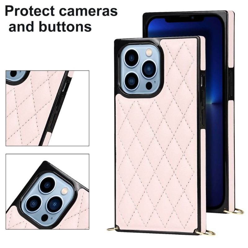 Cover iPhone 13 Pro Max Anti-fald Quiltet Lædereffekt Med Snor
