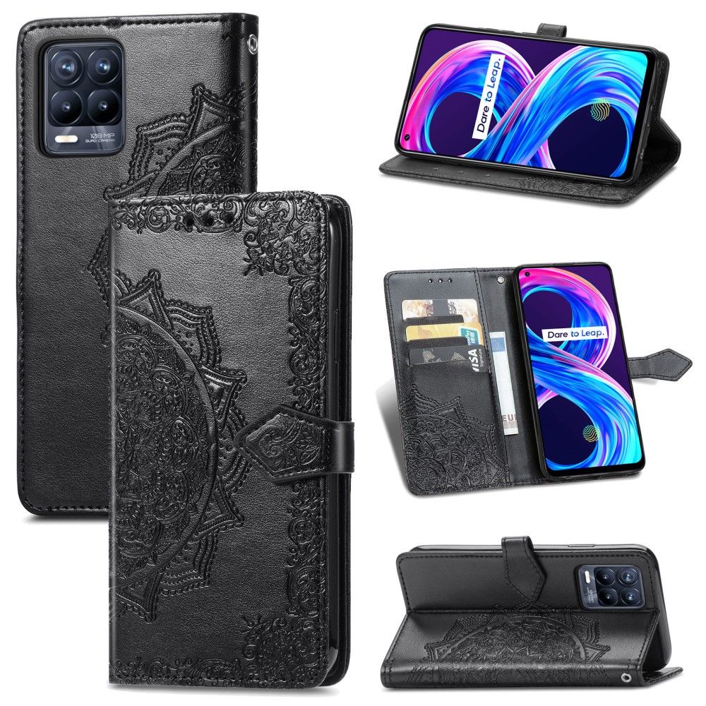 Flip Cover Realme 8 / 8 Pro Anti-fald Mandala Relief I Kunstlæder