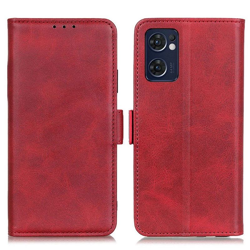 Etui Oppo Find X5 Lite Hemming Punge Etui Mat Imiteret Lædercover