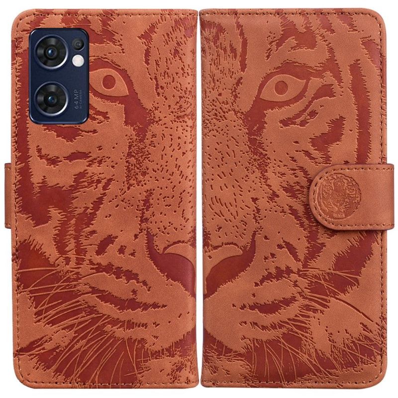 Flip Cover Oppo Find X5 Lite Præget Tiger