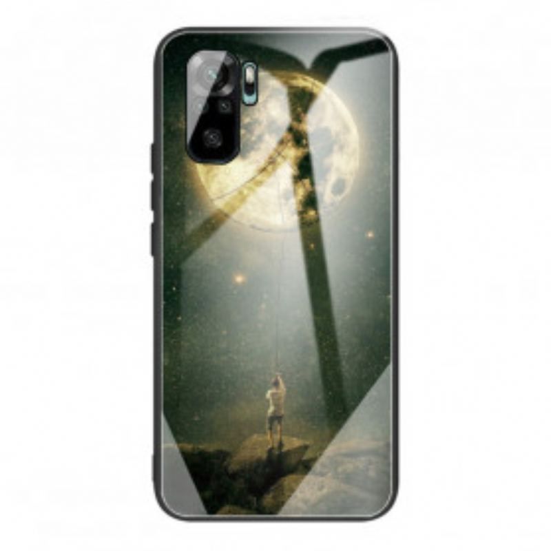 Cover Xiaomi Redmi Note 10 / 10S Moon Man Hærdet Glas