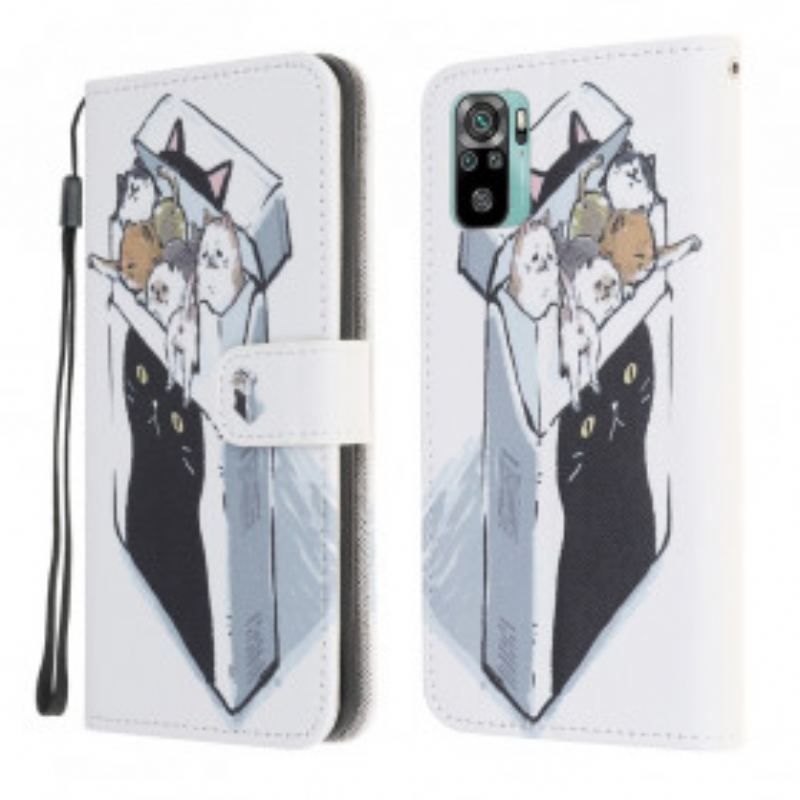 Flip Cover Xiaomi Redmi Note 10 / 10S Med Snor Levering Thong Cats