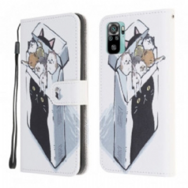 Flip Cover Xiaomi Redmi Note 10 / 10S Med Snor Levering Thong Cats