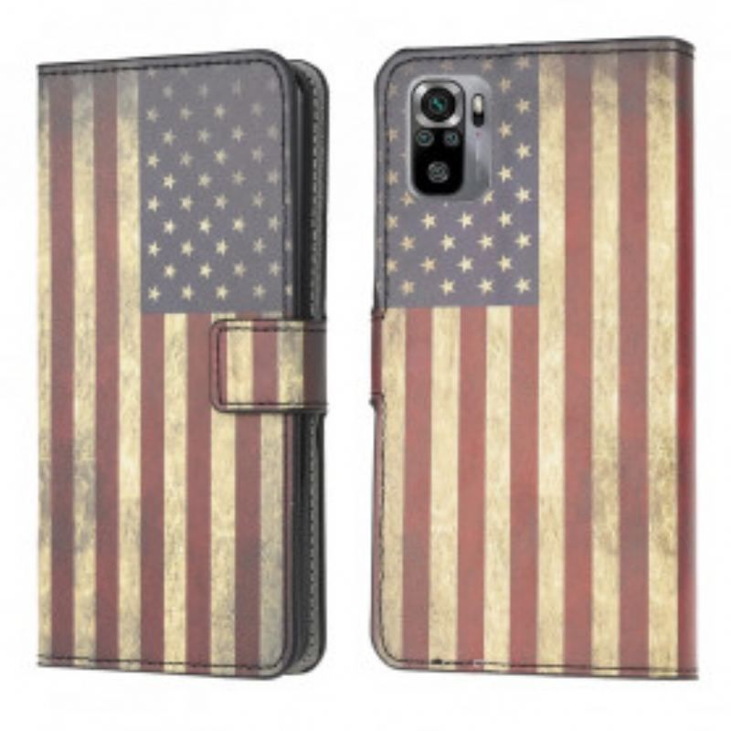 Læder Cover Xiaomi Redmi Note 10 / 10S Amerikansk Flag