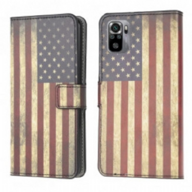 Læder Cover Xiaomi Redmi Note 10 / 10S Amerikansk Flag