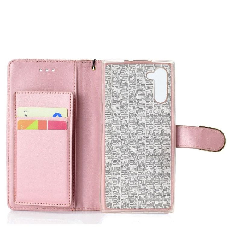 Flip Cover Samsung Galaxy Note 10 Anti-fald Pailletter Med Spejl Og Snor