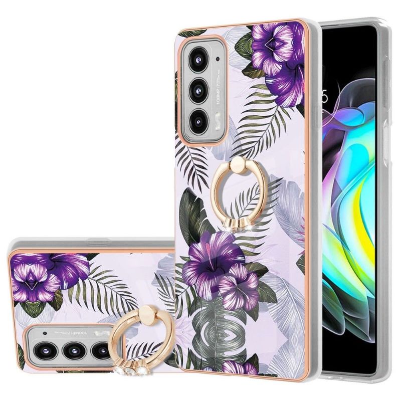 Cover Motorola Edge 20 Hemming Eksotiske Blomster Med Ring