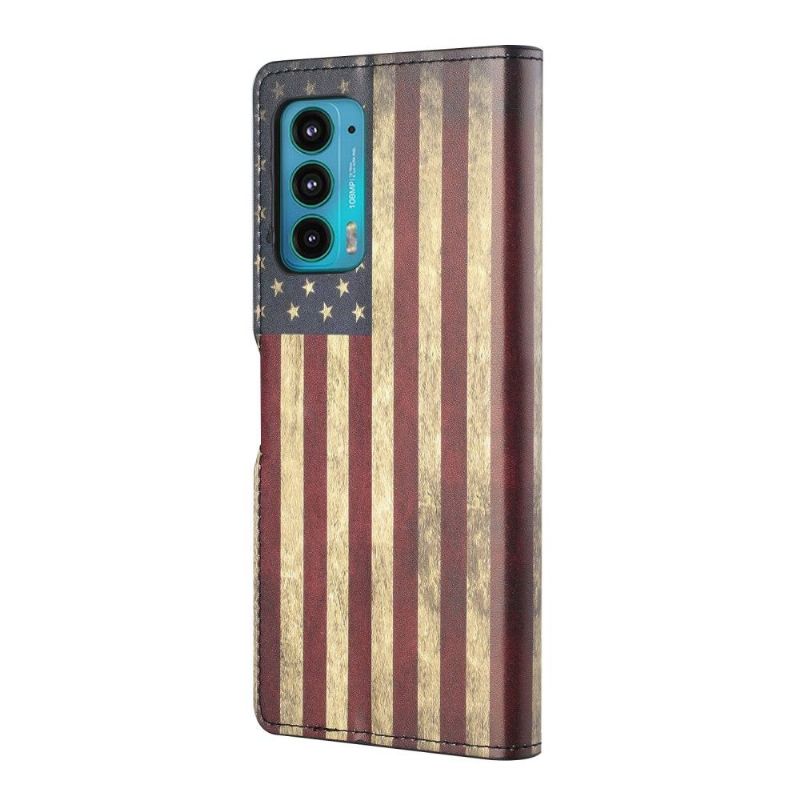 Flip Cover Motorola Edge 20 Vintage Amerikansk Flag