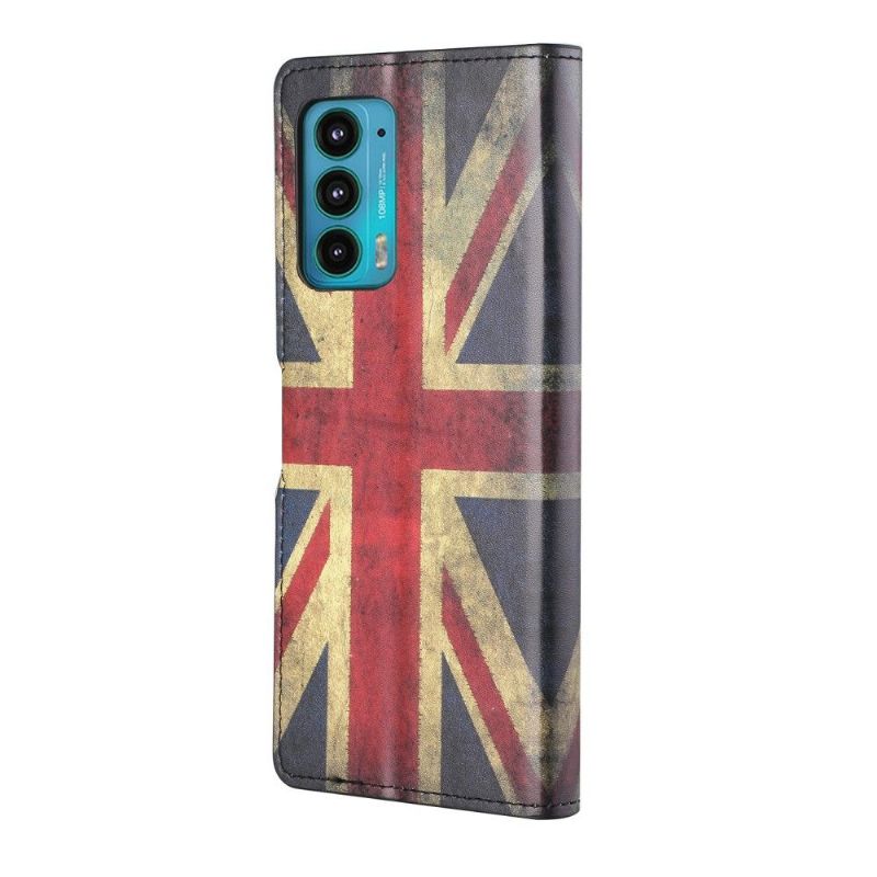 Flip Cover Motorola Edge 20 Vintage Engelsk Flag