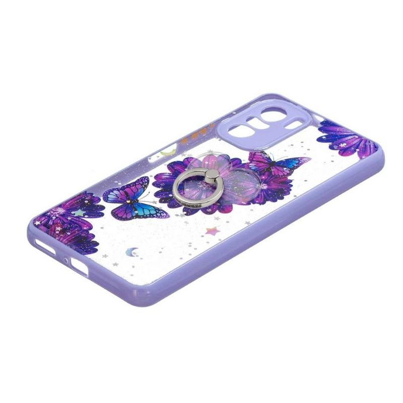 Cover Xiaomi Mi 11i / Poco F3 Lilla Blomster Og Sommerfugle Med Ring