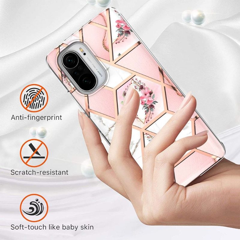 Cover Xiaomi Mi 11i / Poco F3 Marmor Og Blomsterkrone