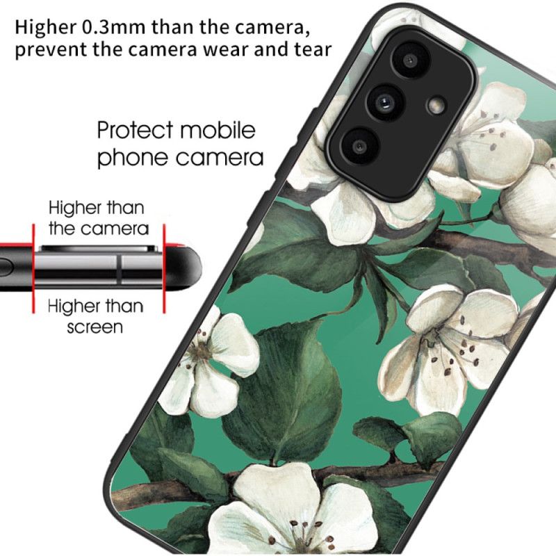 Cover Samsung Galaxy A15 5g Hærdet Glas Hvide Blomster