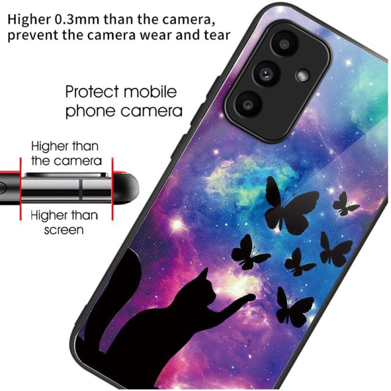 Cover Samsung Galaxy A15 5g Kat Og Sommerfugle Af Hærdet Glas