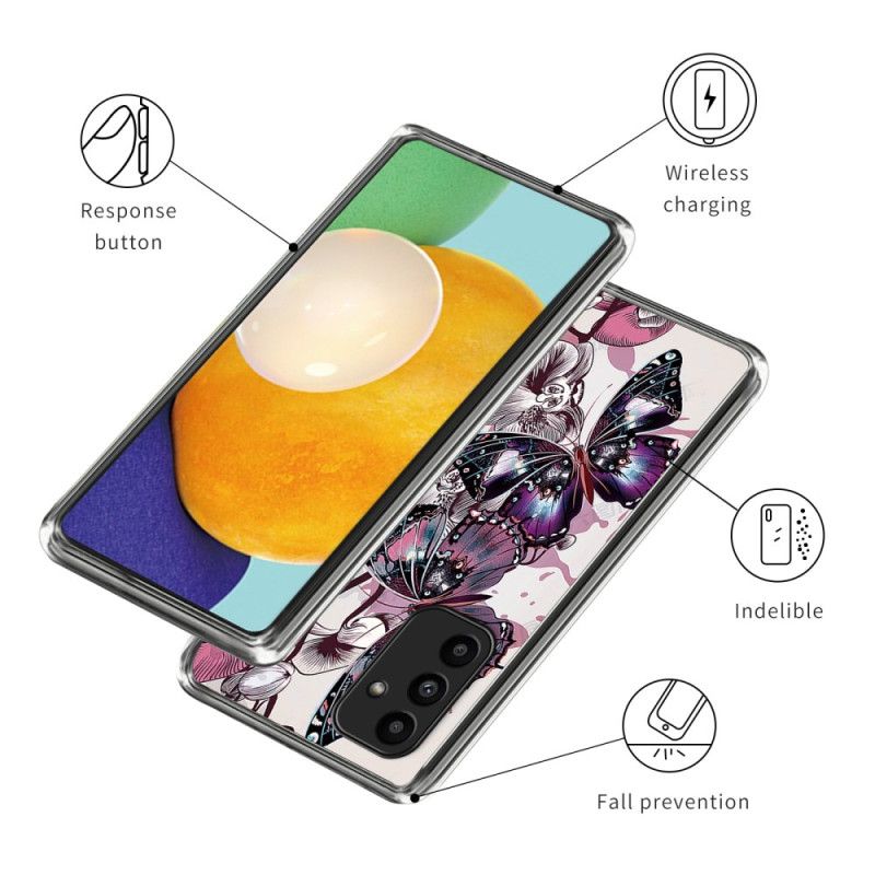 Cover Samsung Galaxy A15 5g Telefon Etui Lilla Sommerfugle