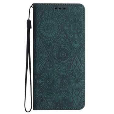 Læder Cover Samsung Galaxy A15 5g Telefon Etui Patchwork Med Rem