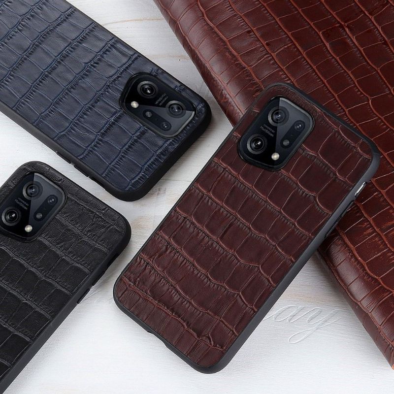 Cover Oppo Find X5 Anti-fald Chic Croco Skin Look