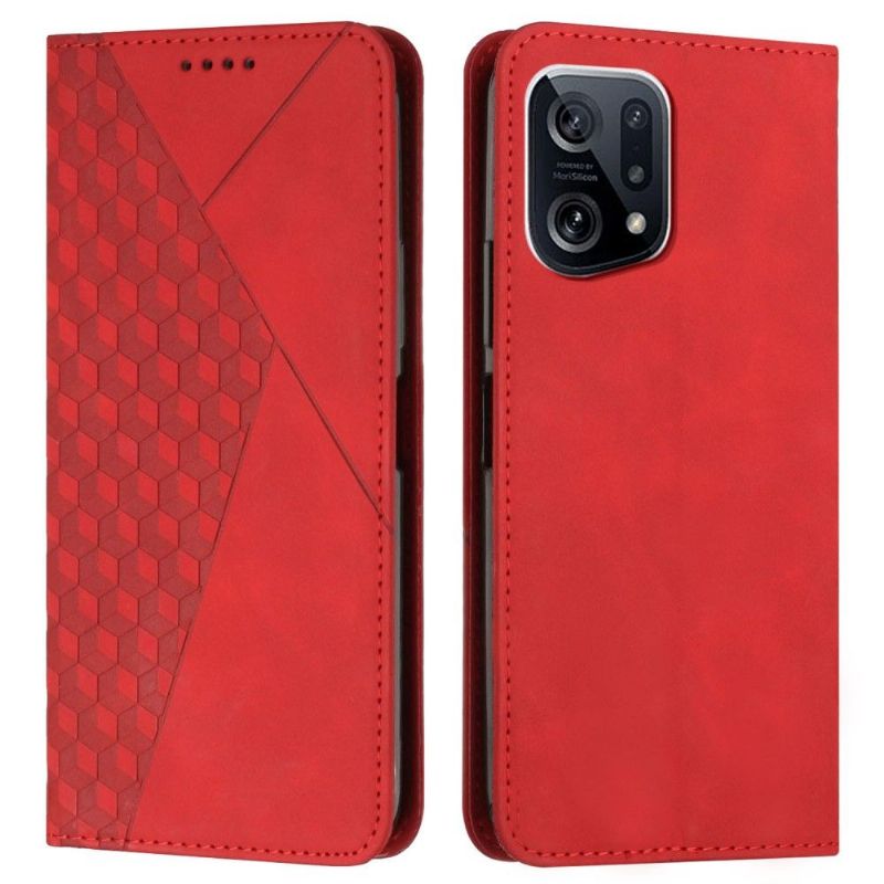 Flip Cover Oppo Find X5 Imiteret Læder Geometri Design