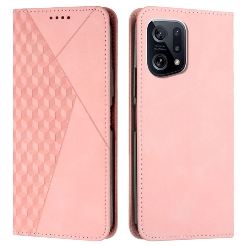 Flip Cover Oppo Find X5 Imiteret Læder Geometri Design