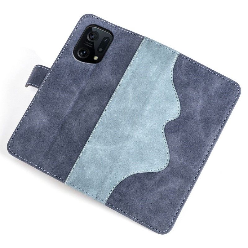 Flip Cover Oppo Find X5 Læder Cover Tofarvet Foliostativ