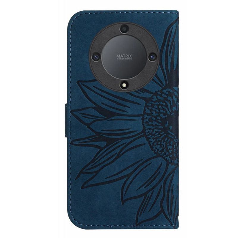 Flip Cover Honor X9b / Magic 6 Lite Solsikketryk Med Rem