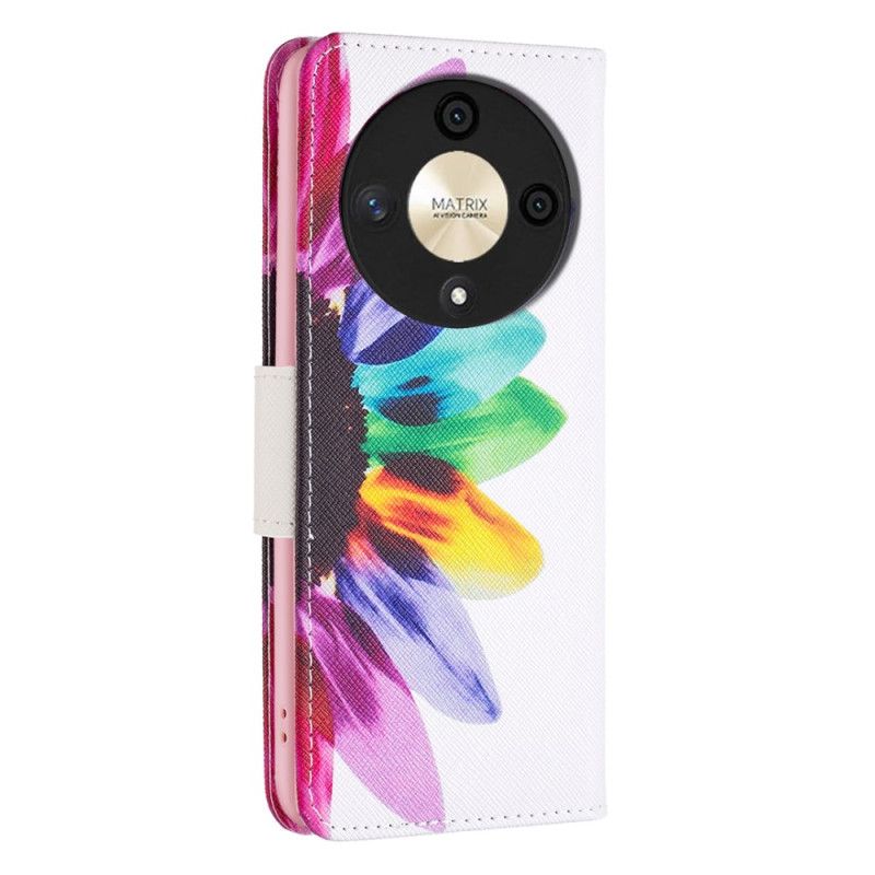 Flip Cover Til Honor X9b / Magic 6 Lite Blomsterakvarel