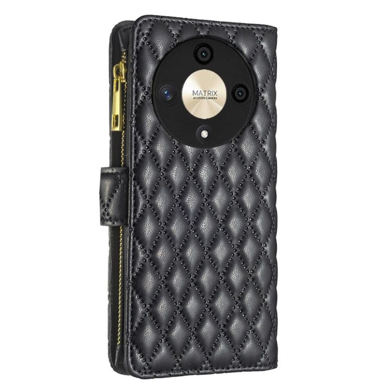 Læder Cover Honor X9b / Magic 6 Lite Telefon Etui Binfen Farve Quiltet Tegnebog