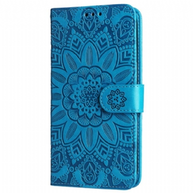 Læder Cover Honor X9b / Magic 6 Lite Telefon Etui Blomstermandala Med Rem