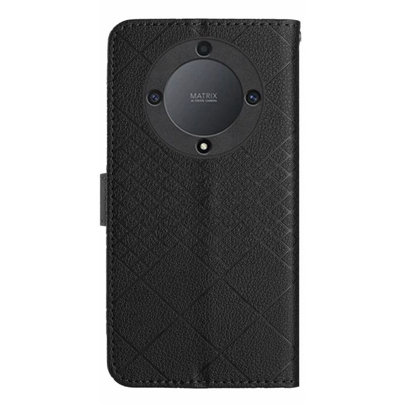 Læder Cover Honor X9b / Magic 6 Lite Telefon Etui Litchi Tekstur Diamantmønster