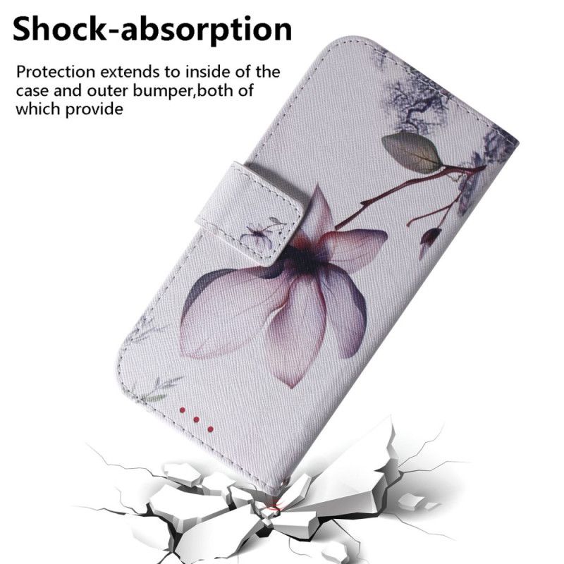 Læder Cover Honor X9b / Magic 6 Lite Telefon Etui Lyserød Blomst