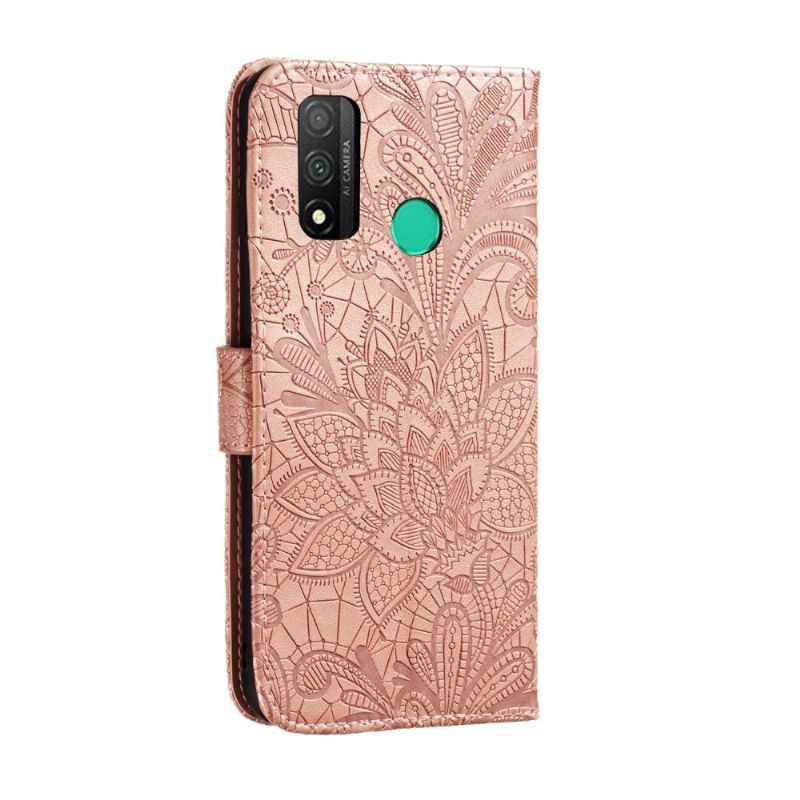 Flip Cover Huawei P Smart 2020 Chic Blondeblomst - Rosa Guld