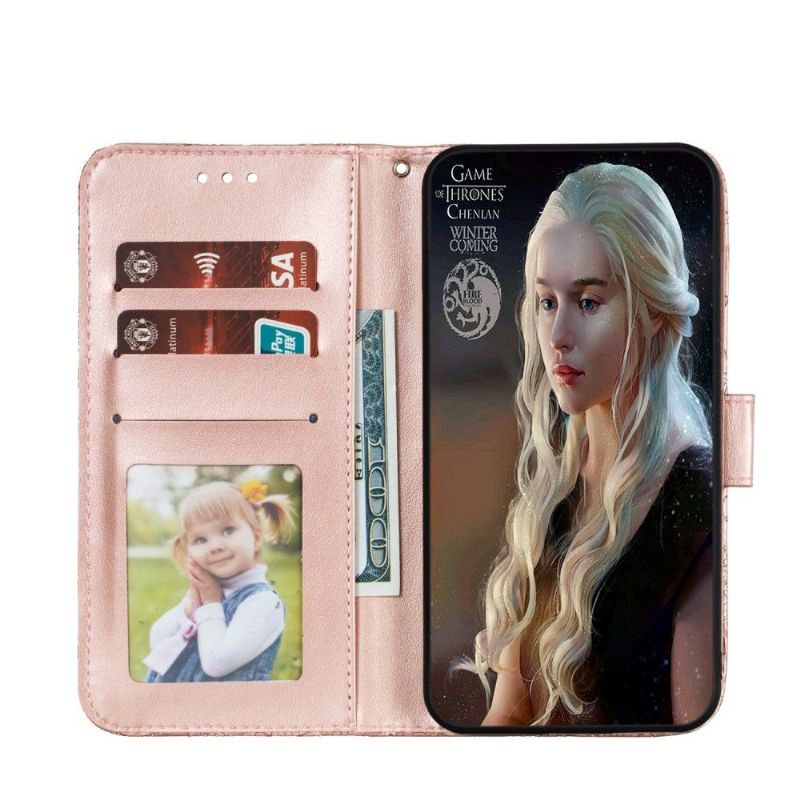 Flip Cover Huawei P Smart 2020 Chic Blondeblomst - Rosa Guld